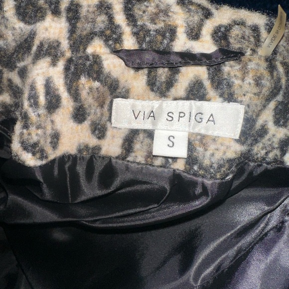 Blonde Leopard Trench Coat Wool • VIA SPIGA Leather Wrap Jacket Animal NWT Belt - Picture 7 of 11